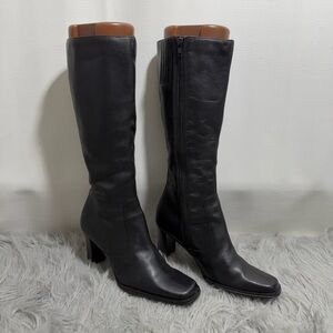 Rampage Black Leather Knee-High Boots